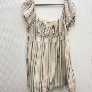 Lucky Brand Linen Blend Babydoll Mini Dress